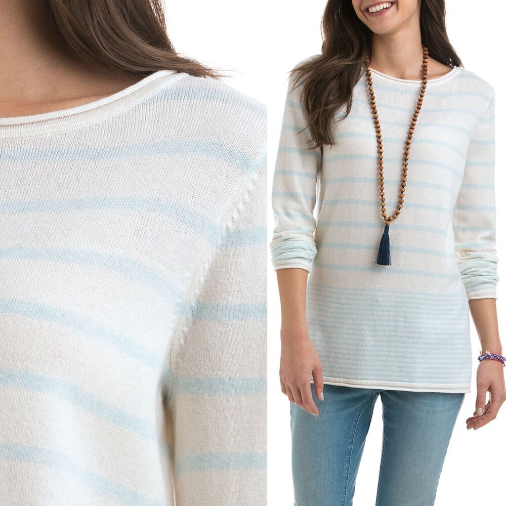 Vineyard Vines S Merino Wool Cashmere Multi Stripe Boatneck Sweater Cream $148